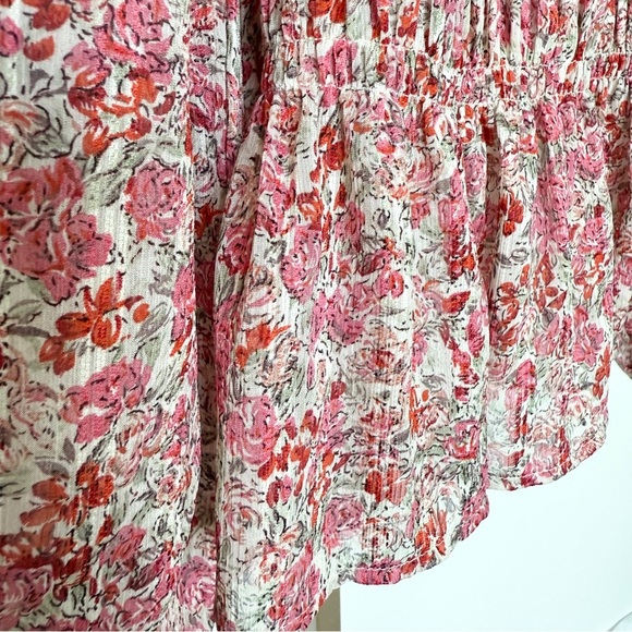 LUCY PARIS Women's Floral Long Sleeve Smocked Blouse Size M Multicolor Spring - Picture 4 of 12